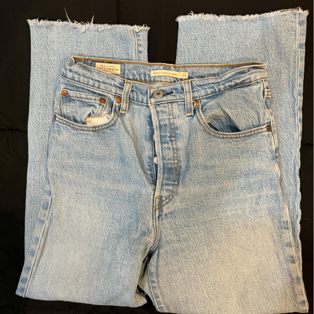 Levi's Light Blue Ribcage Straight Ankle Jeans